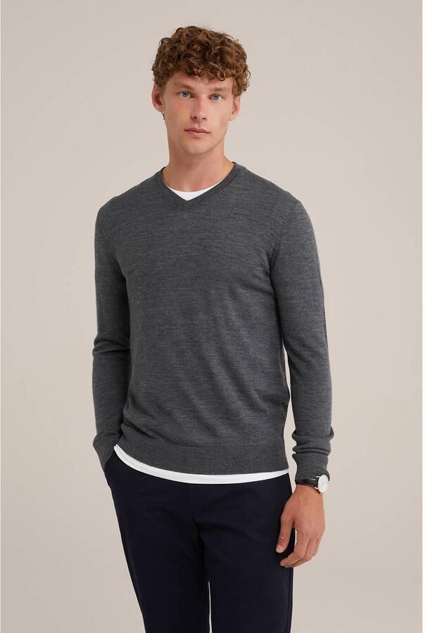 WE Fashion WE Fundamentals wol gebreide trui grijs - Foto 2
