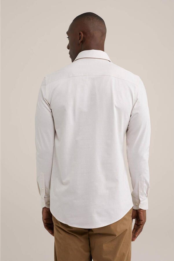 WE Fashion WE Fundamentals zakelijk overhemd met jacquard beige