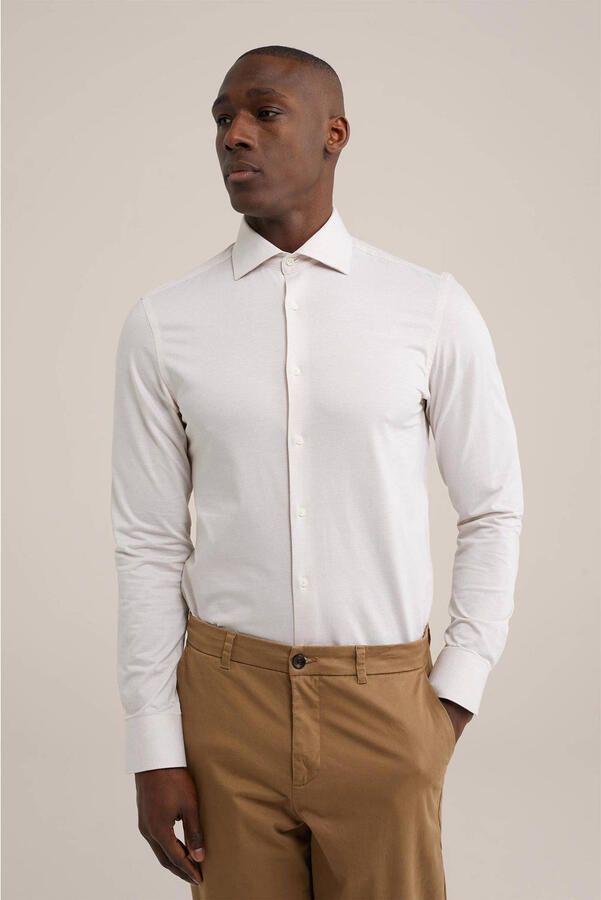 WE Fashion WE Fundamentals zakelijk overhemd met jacquard beige - Foto 3