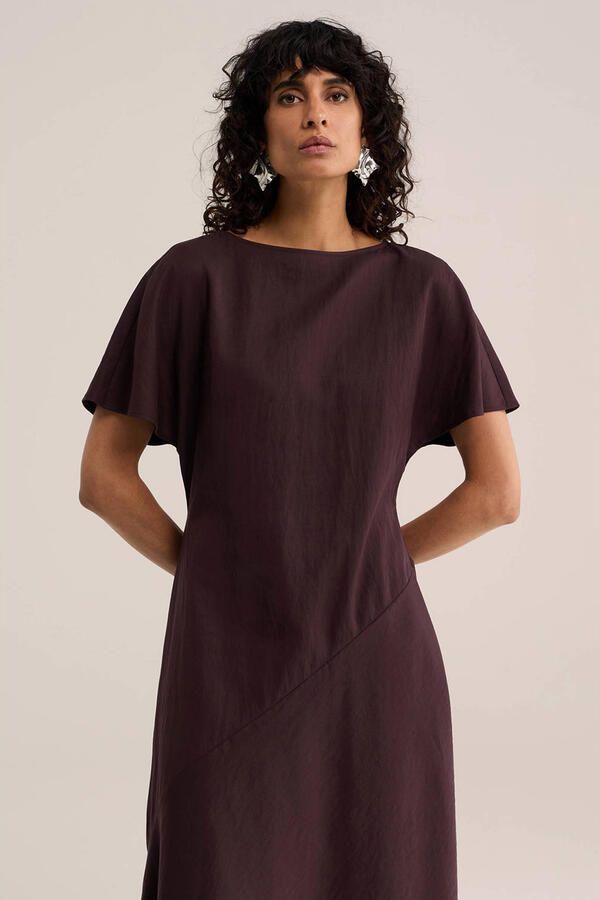 WE Fashion WE STUDIO asymmetrische midi jurk bruin