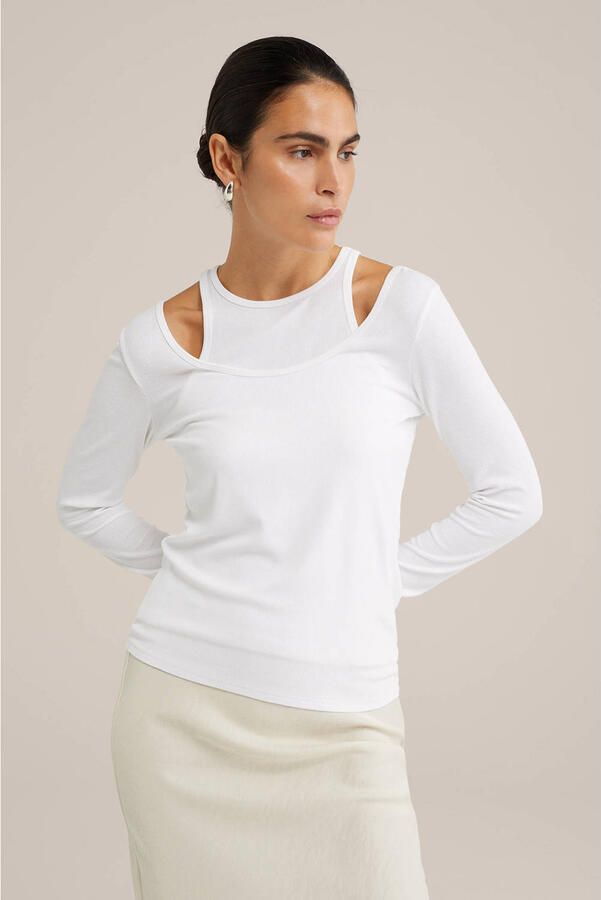 WE Fashion WE STUDIO fijngebreide top snow white - Foto 3