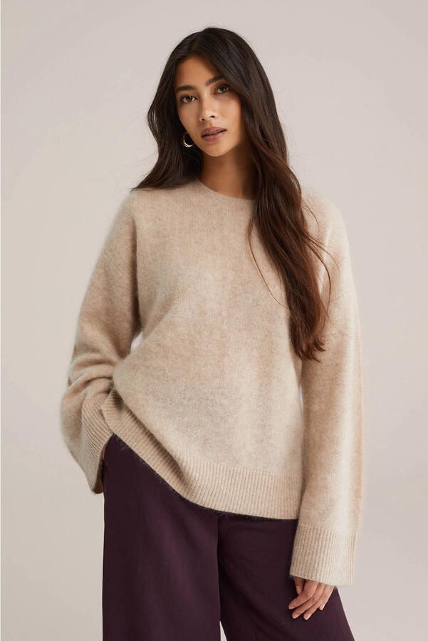 WE Fashion WE STUDIO gebreide trui met wol beige