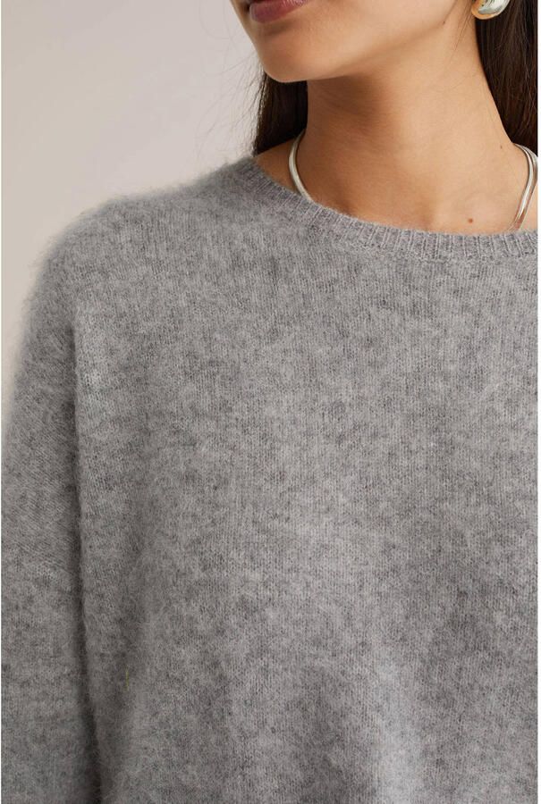 WE Fashion WE STUDIO gebreide trui met wol grijs - Foto 2