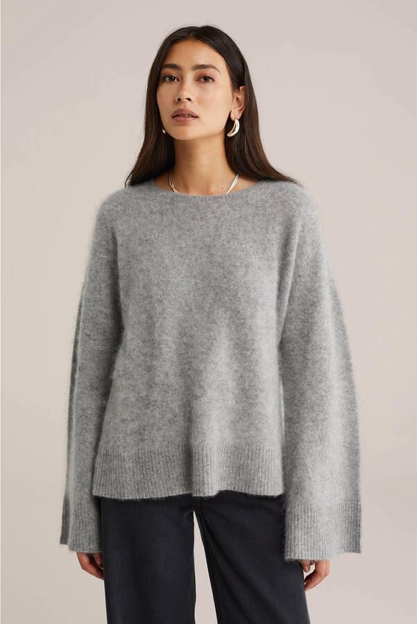 WE Fashion WE STUDIO gebreide trui met wol grijs