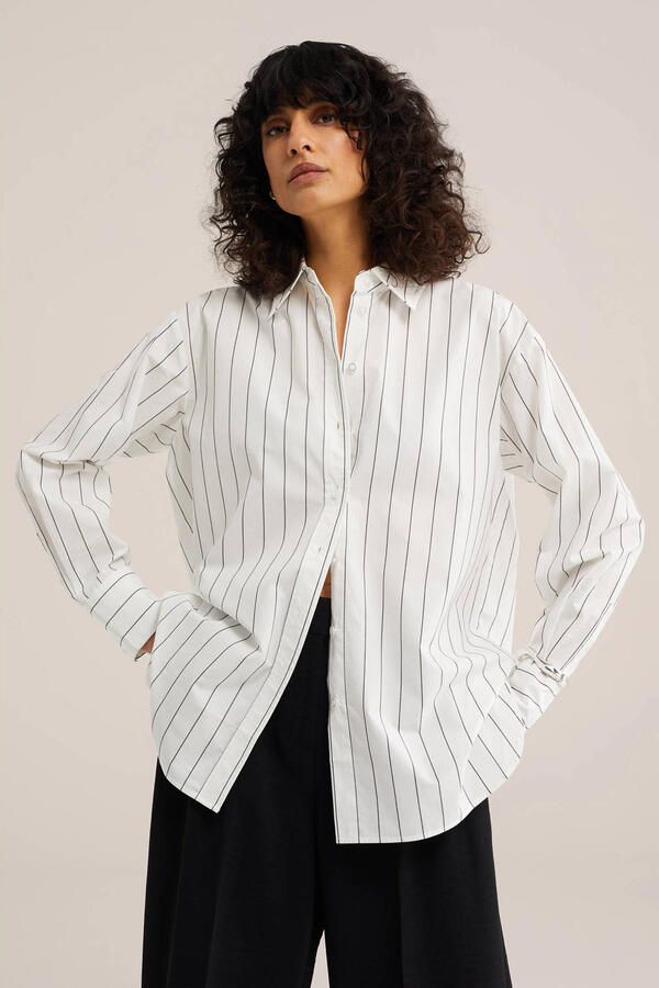 WE Fashion WE STUDIO gestreepte blouse wit - Foto 1