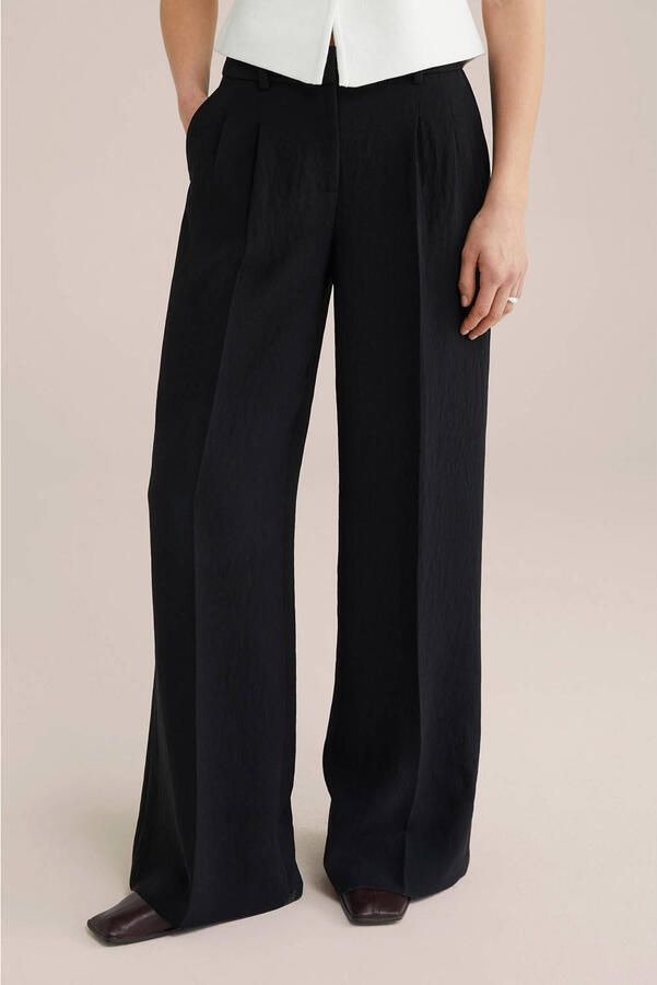 WE Fashion WE STUDIO high waist wide leg pantalon zwart - Foto 2