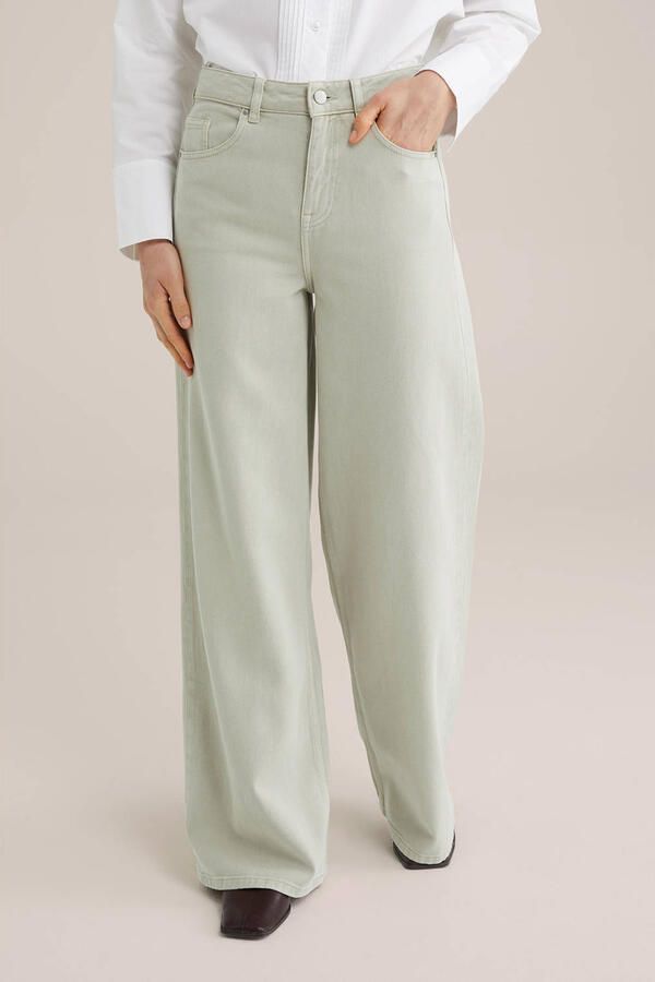 WE Fashion WE STUDIO high waist wide leg jeans lichtgrijs