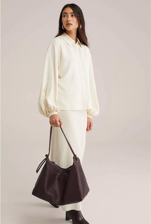 WE Fashion WE STUDIO leren schoudertas aubergine