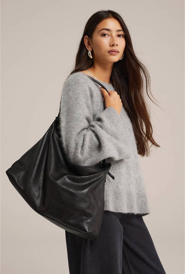 WE Fashion WE STUDIO leren schoudertas zwart - Foto 2