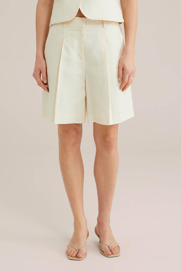 WE Fashion WE STUDIO linnen regular waist bermuda short ecru