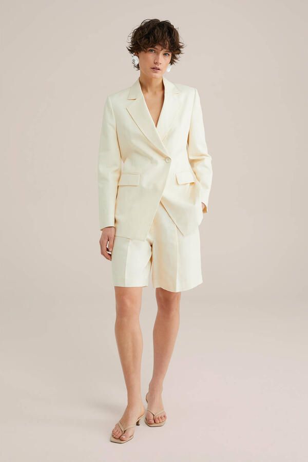 WE Fashion WE STUDIO linnen regular waist bermuda short ecru - Foto 3