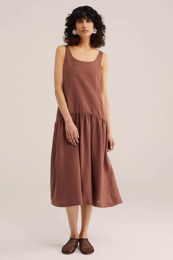 WE Fashion WE STUDIO midi jurk roodbruin - Foto 2