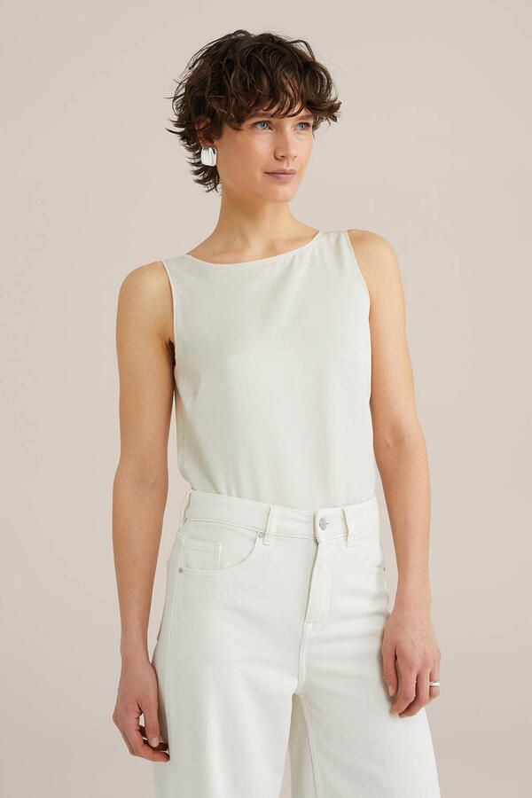 WE Fashion WE STUDIO mouwloze top ecru