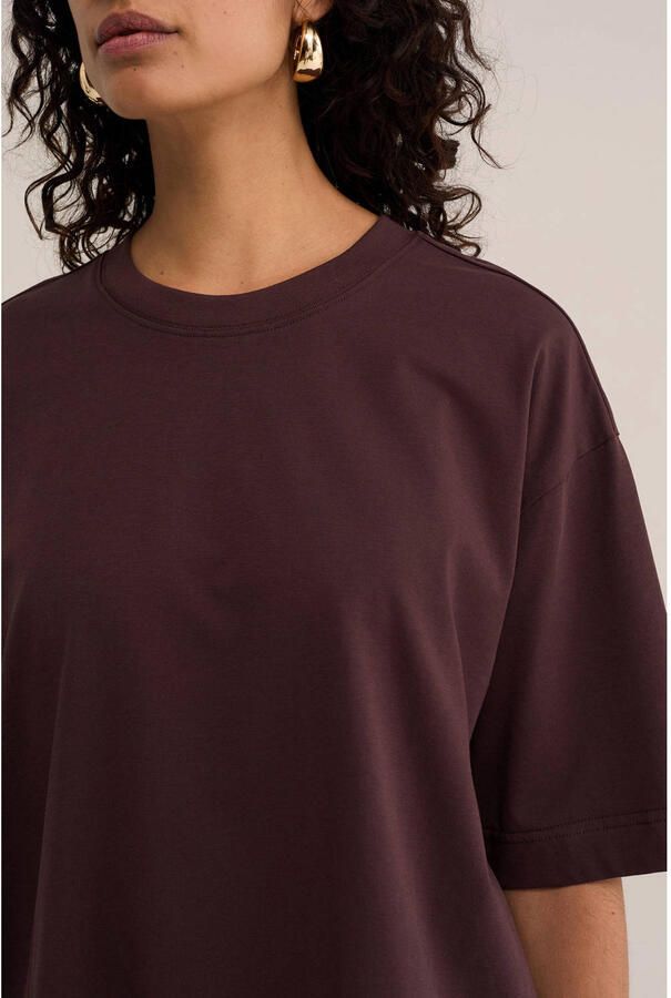 WE Fashion WE STUDIO oversized T-shirt donkerbruin - Foto 2