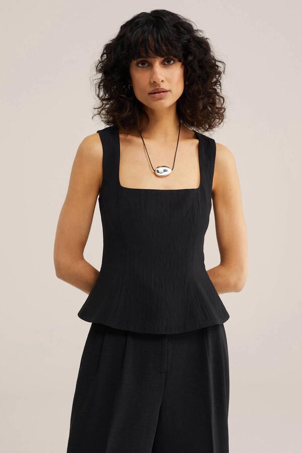 WE Fashion WE STUDIO peplum top zwart