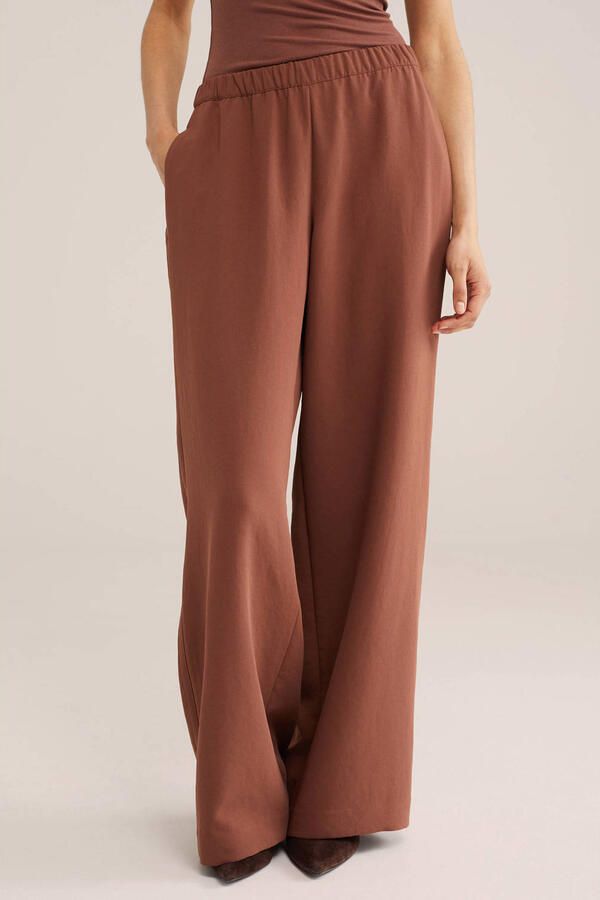 WE Fashion WE STUDIO regular waist casual broek bruin