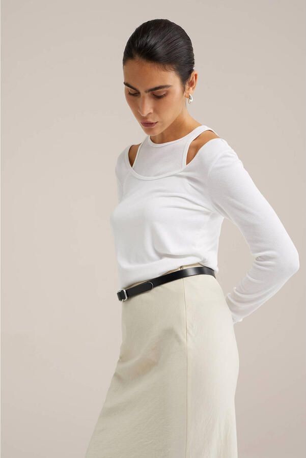 WE Fashion WE STUDIO satijn maxi rok ecru - Foto 3