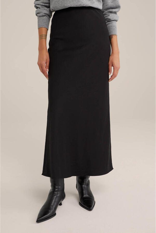 WE Fashion WE STUDIO satijn maxi rok zwart - Foto 3