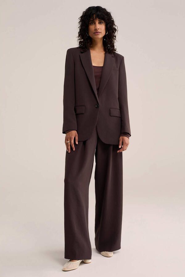 WE Fashion WE STUDIO wide leg broek bruin