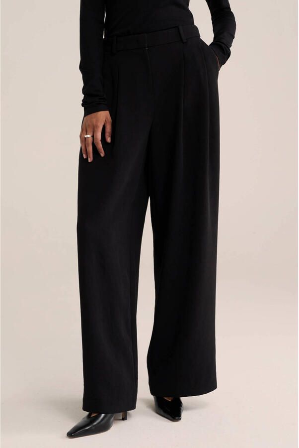 WE Fashion WE STUDIO wide leg broek zwart