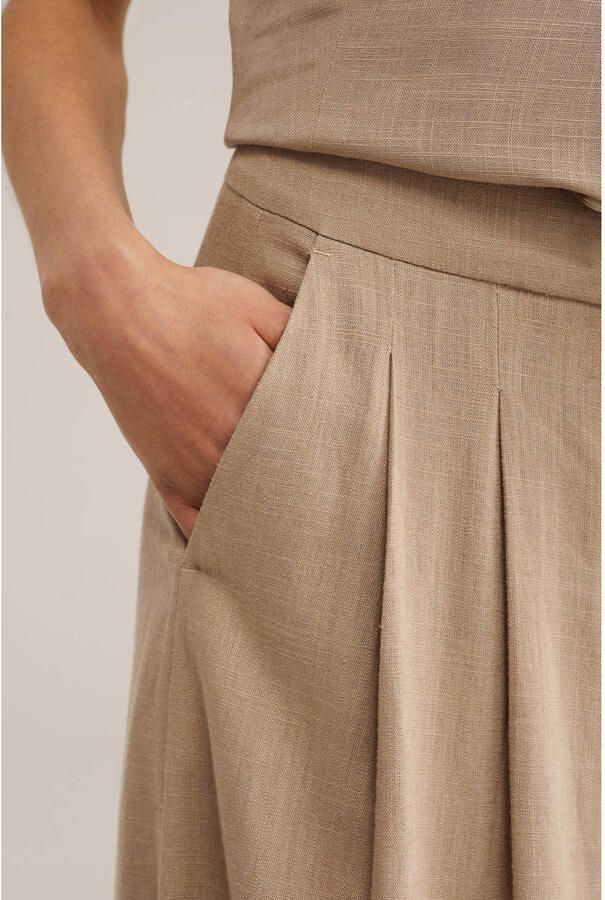 WE Fashion WE STUDIO wide leg regular waist broek beige - Foto 2
