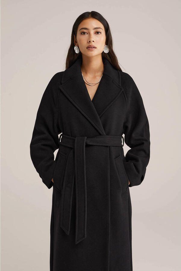 WE Fashion WE STUDIO wollen manteljas zwart - Foto 3