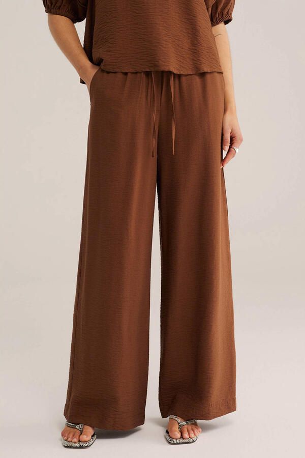 WE Fashion wide leg broek bruin