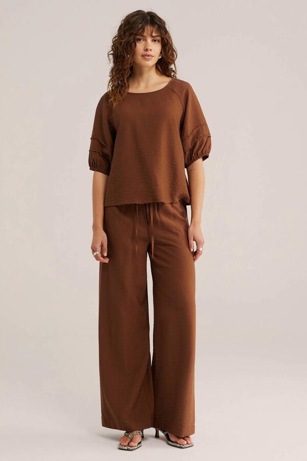 WE Fashion wide leg broek bruin - Foto 3