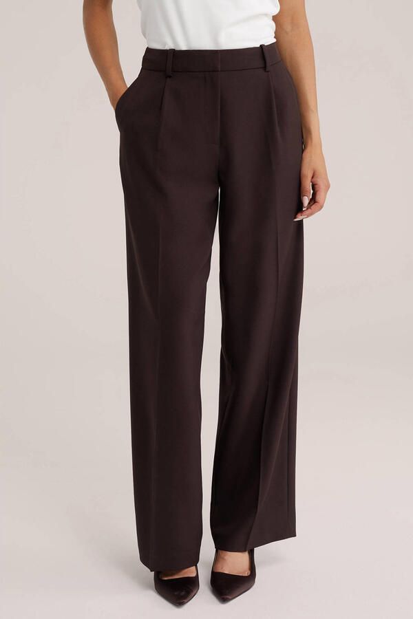 WE Fashion wide leg broek bruin