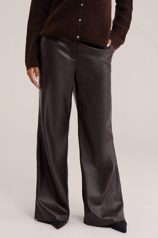 WE Fashion wide leg broek bruin