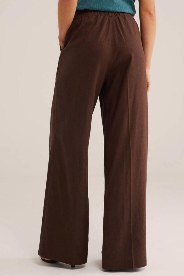 WE Fashion wide leg broek bruin met linnen - Foto 2