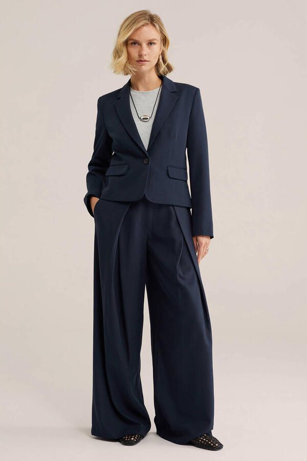 WE Fashion wide leg broek donkerblauw - Foto 3