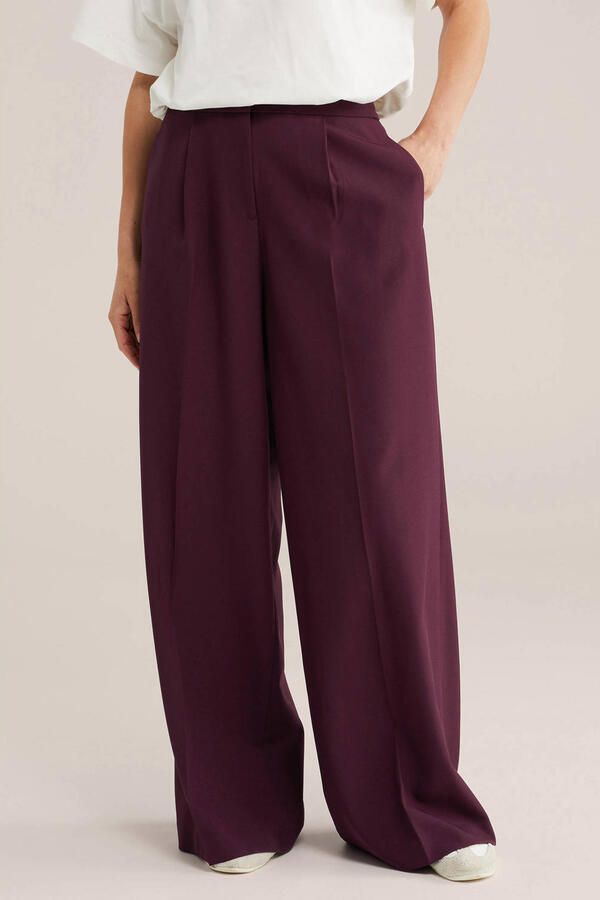 WE Fashion wide leg broek donkerrood