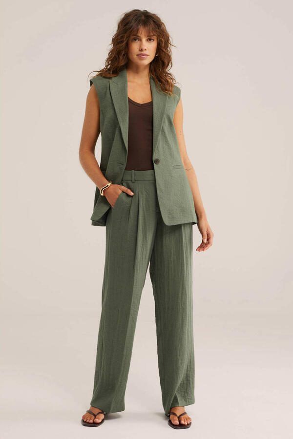 WE Fashion wide leg broek groen - Foto 3