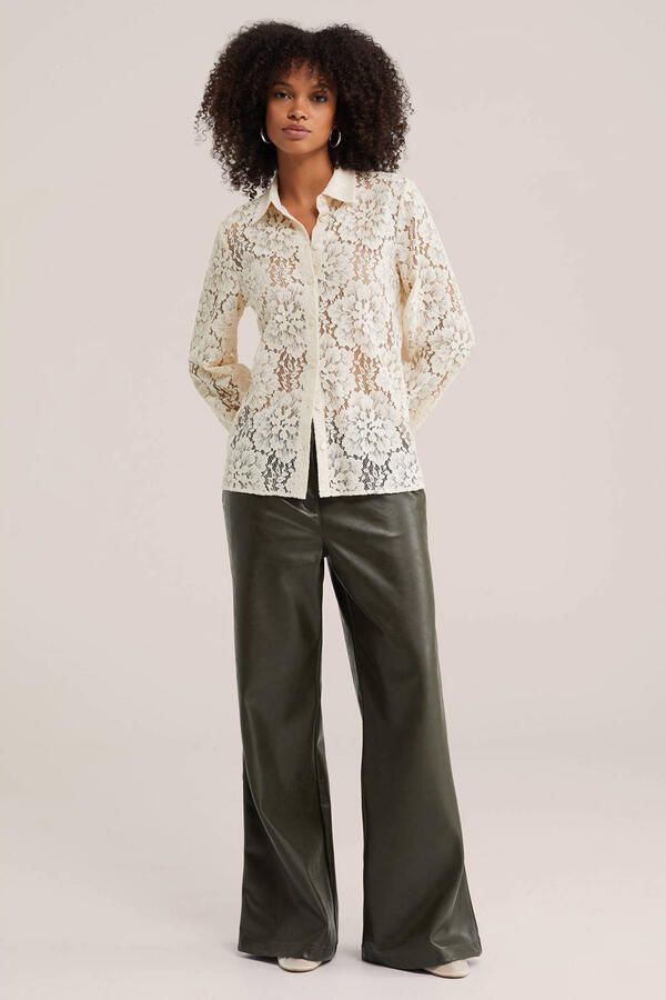 WE Fashion wide leg broek groen - Foto 3