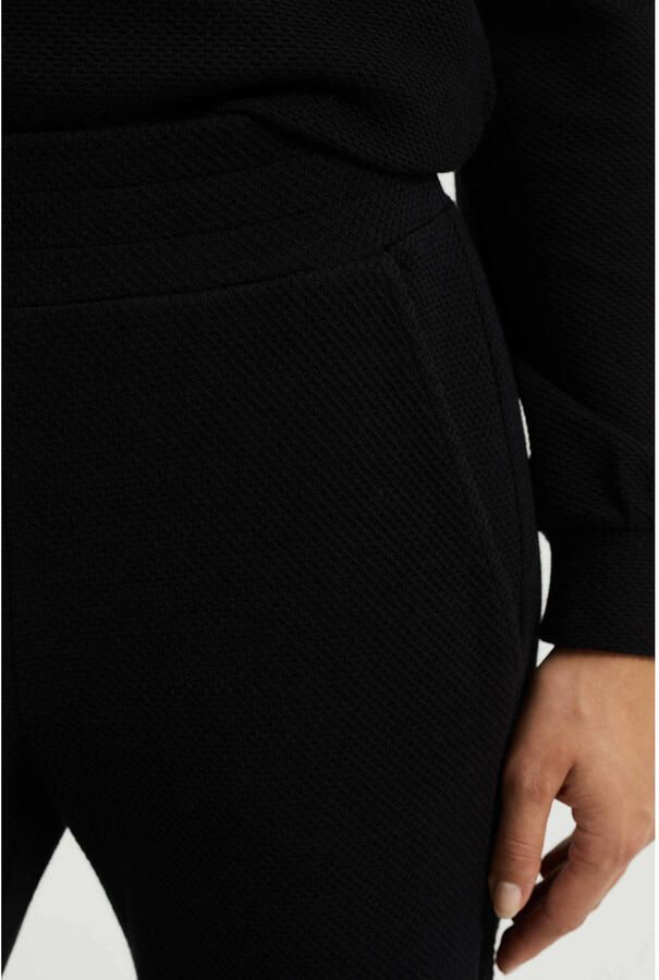 WE Fashion wide leg broek met textuur zwart - Foto 1