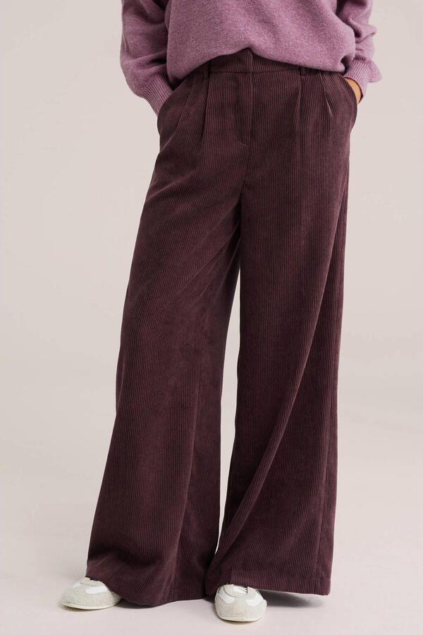 WE Fashion wide leg corduroy broek aubergine