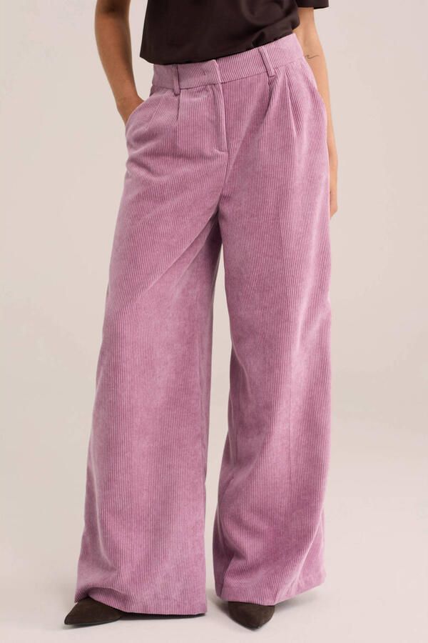 WE Fashion wide leg corduroy broek lichtroze