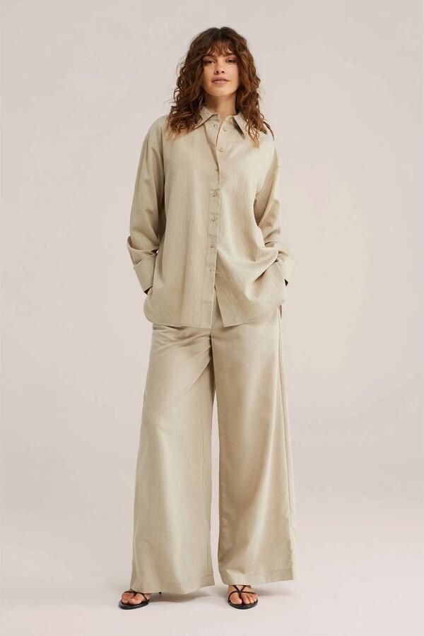 WE Fashion wide leg gestreepte broek beige - Foto 3