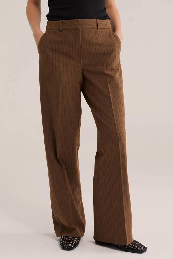 WE Fashion wide leg gestreepte broek bruin