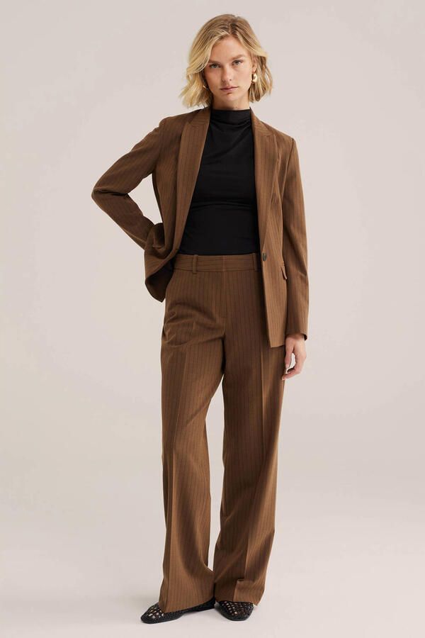 WE Fashion wide leg gestreepte broek bruin - Foto 3