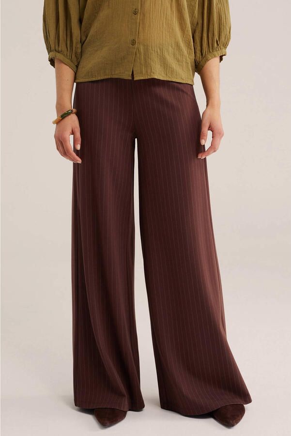 WE Fashion wide leg gestreepte broek bruin