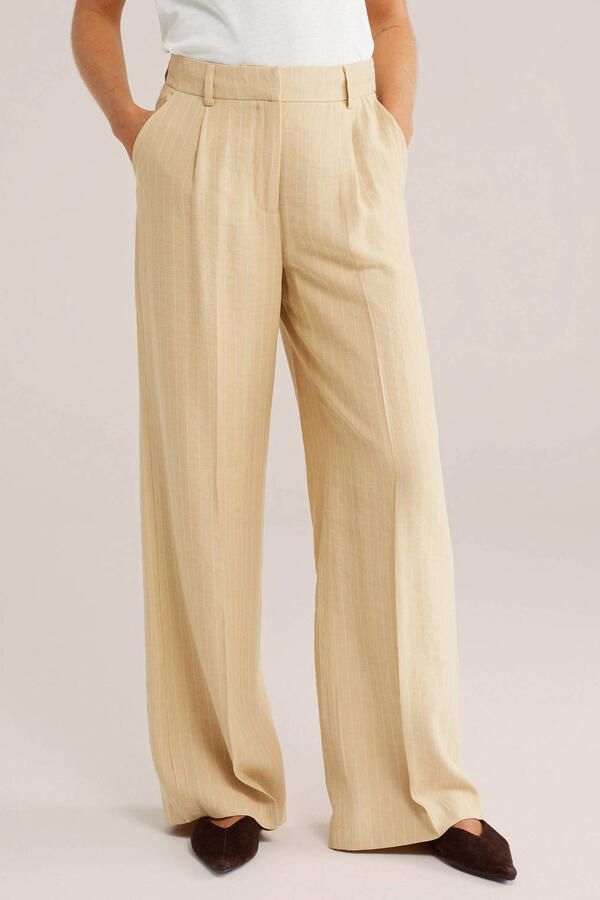 WE Fashion wide leg high waist broek lichtgeel