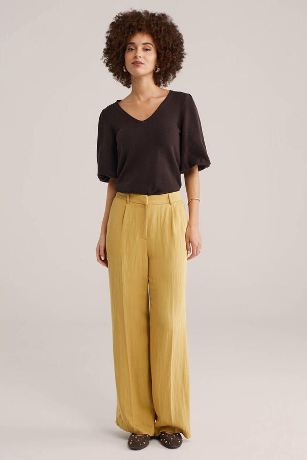 WE Fashion wide leg high waist broek oker - Foto 2