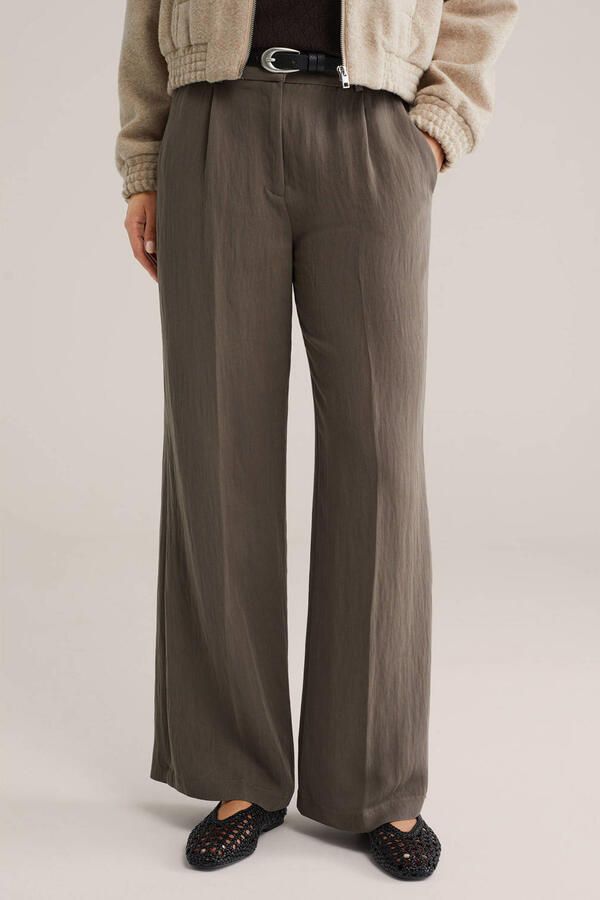 WE Fashion wide leg high waist broek taupe