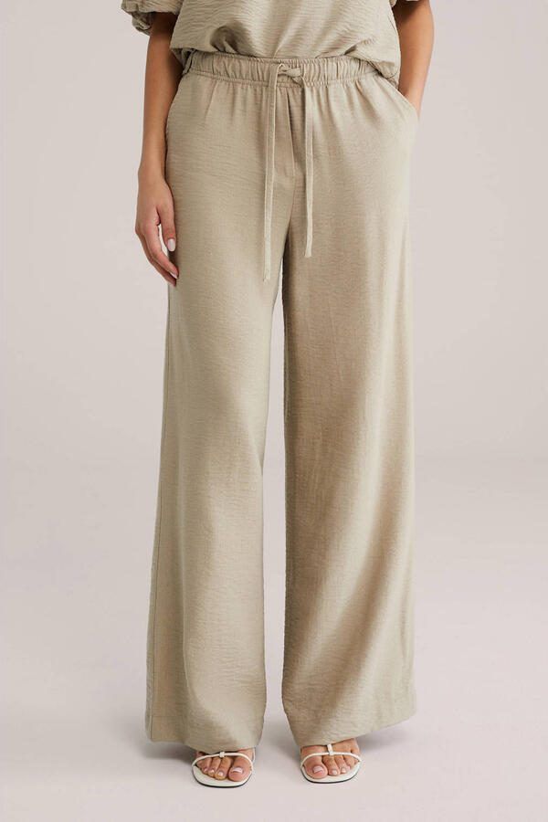 WE Fashion wide leg high waist casual broek beige
