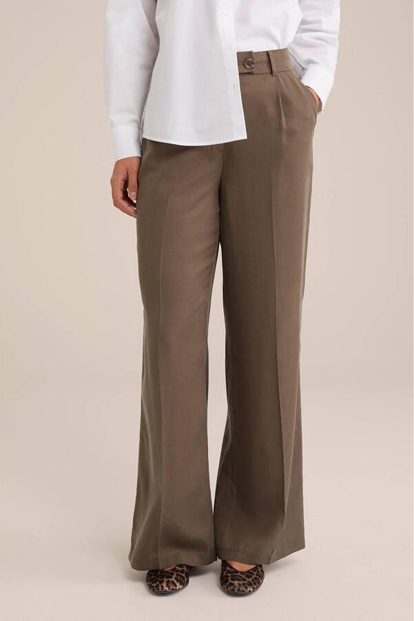 WE Fashion wide leg high waist casual broek bruin