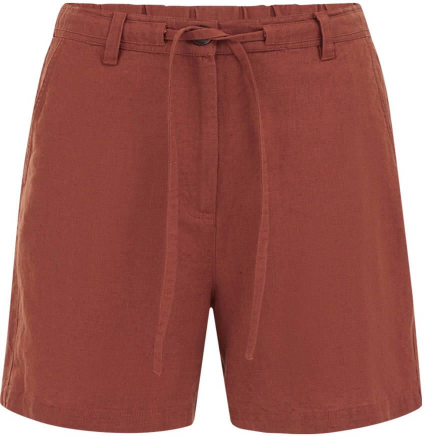 WE Fashion wide leg high waist casual short met linnen roodbruin - Foto 2