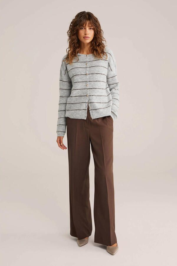 WE Fashion wide leg high waist pantalon donkerbruin