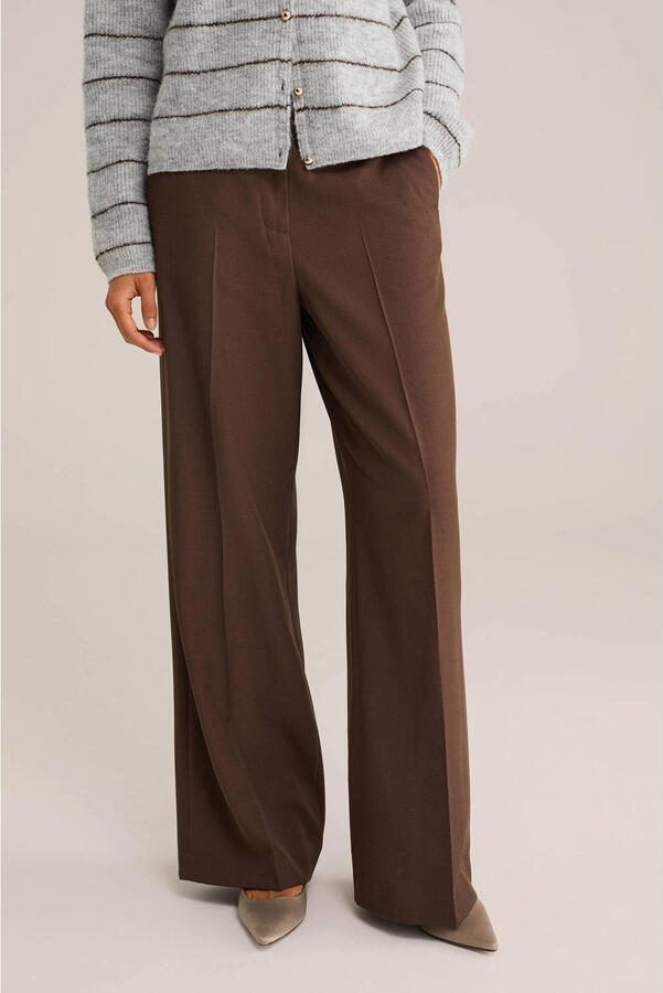 WE Fashion wide leg high waist pantalon donkerbruin - Foto 2